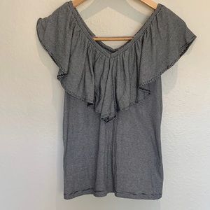 Pleione Black & White Striped Blouse